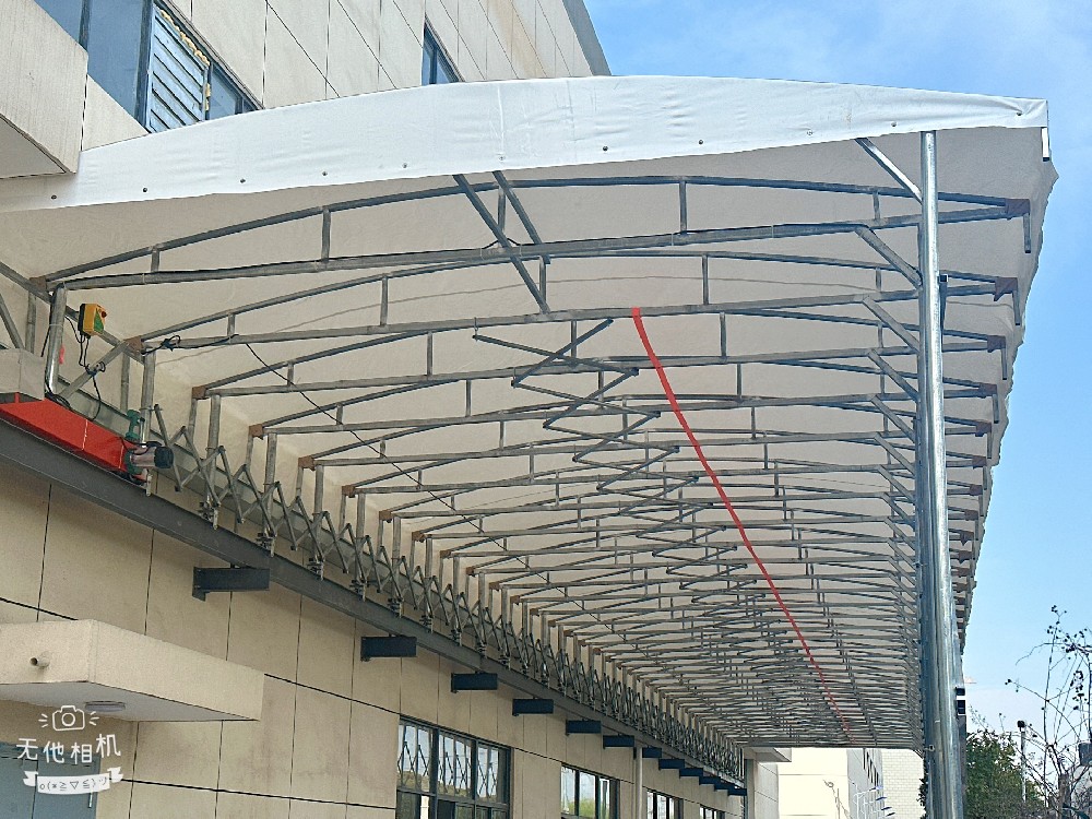 推拉棚 廠房過道連廊大跨度懸空電動伸縮雨（yǔ）棚 一件開合可定製 防違建
