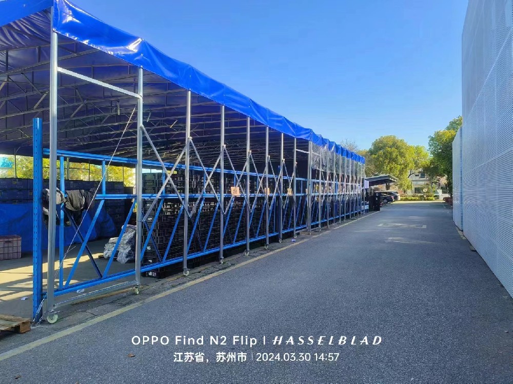 大（dà）型倉庫移動推拉雨棚 收縮式加厚棚子 戶外（wài）活動籃球場蓬 伸（shēn）縮手動篷